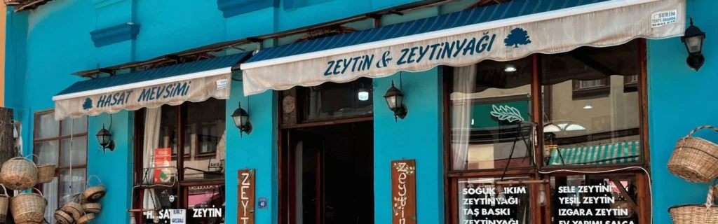 Turkse voorkant blauwe winkel